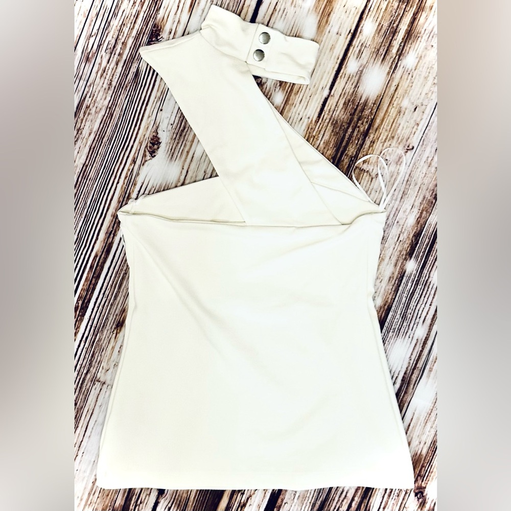 SUSANA MONACO || Diagonal Cross Strap Neck Band Crossover Top in Sugar - SZ XS